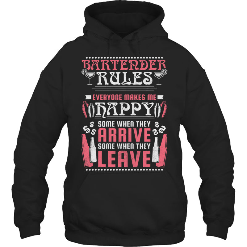 BlackHoodieBartenderRulesEveryoneMakesMeHappyGiftForBartender