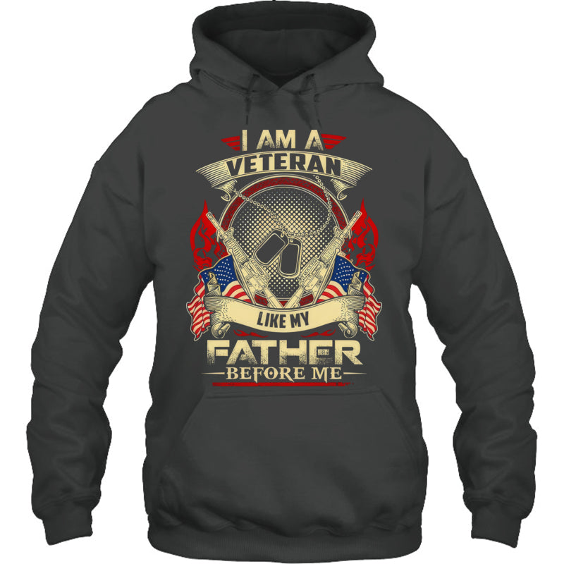 HeatherDarkGreyHoodieIAmAVeteranLikeMyFatherBeforeMeGiftForVeteran