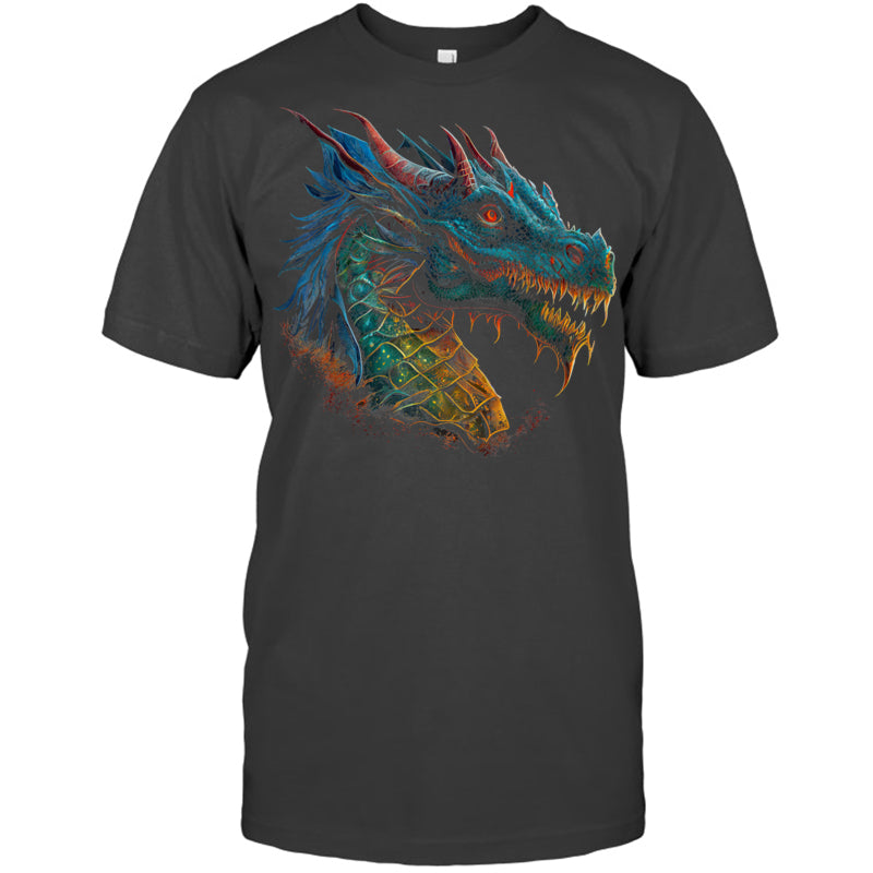 HeatherDarkGreyTshirtBeautifulBlueRedDragonLoverFantasyArtSharpGiftForDragonLovers