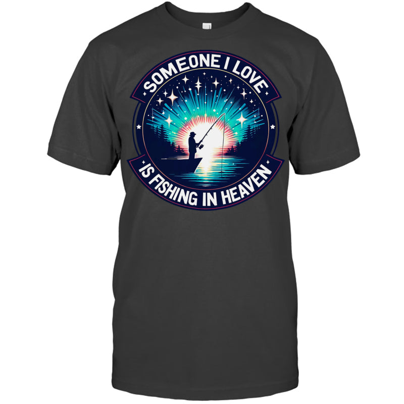 HeatherDarkGreyTshirtSomeoneILoveIsFishingInHeaven
