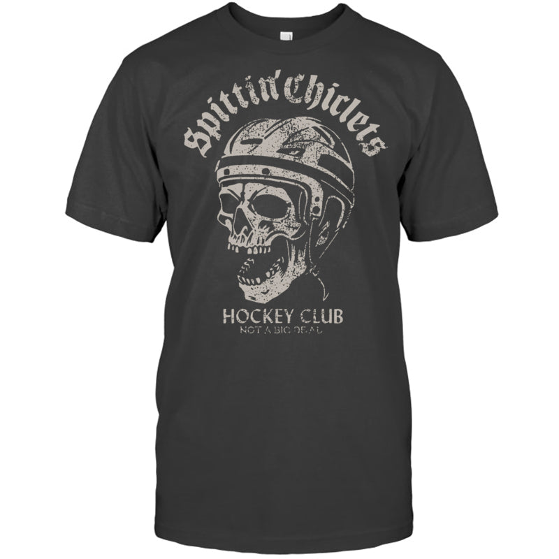 HeatherDarkGreyTshirtSpittinChicletsHockeyClubSkullGiftForIceHockeyFanIceHockeyPlayer