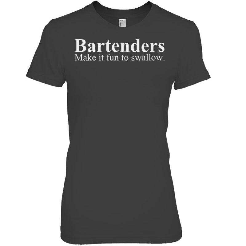 HeatherDarkGreyWomanTshirtWomensBartendersMakeItFunToSwallowFunnyBartendingVneck1BartenderTShirt