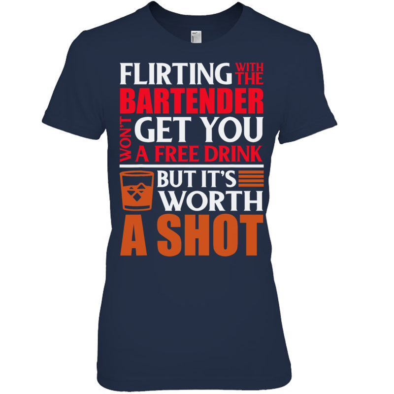 NavyWomanTshirtFlirtingWithTheBartenderWon_tGetYouAFreeDrinkGiftForBartender