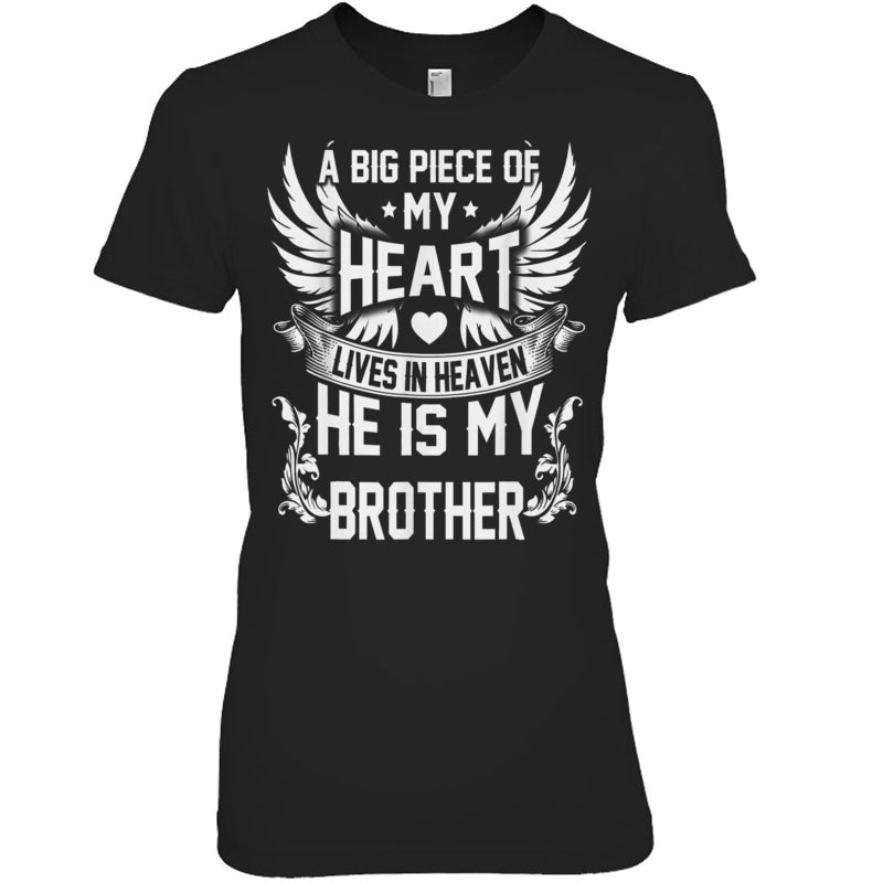 BlackWomanTshirtABigPieceOfMyHeartLivesInHeavenHeIsMyBrotherMyAngelInMemory