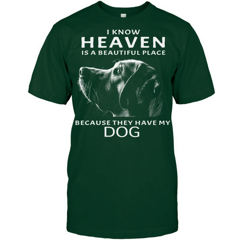 ForestGreenTshirtIKnowHeavenIsABeautifulPlaceBecauseTheyHaveMyDogHeaven