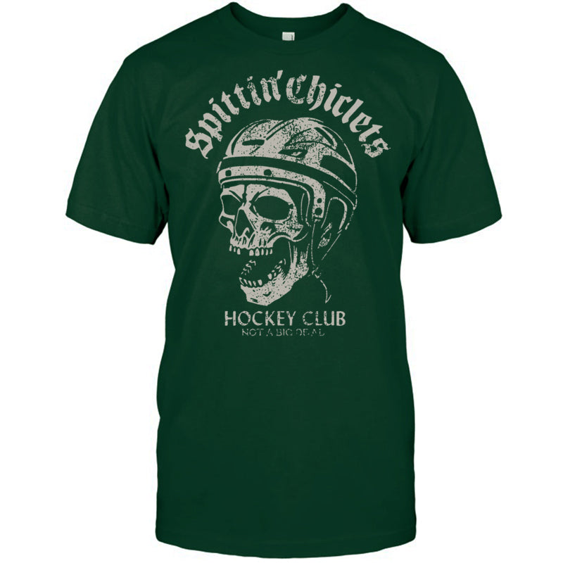 ForestGreenTshirtSpittinChicletsHockeyClubSkullGiftForIceHockeyFanIceHockeyPlayer