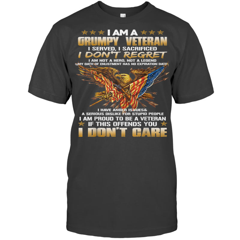 HeatherDarkGreyTshirtIAmAGrumpyVeteranIServedISacrificedIDon_tRegretGiftForVeteran