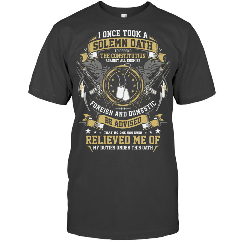 HeatherDarkGreyTshirtIOnceTookASolemnOathGiftForVeteran
