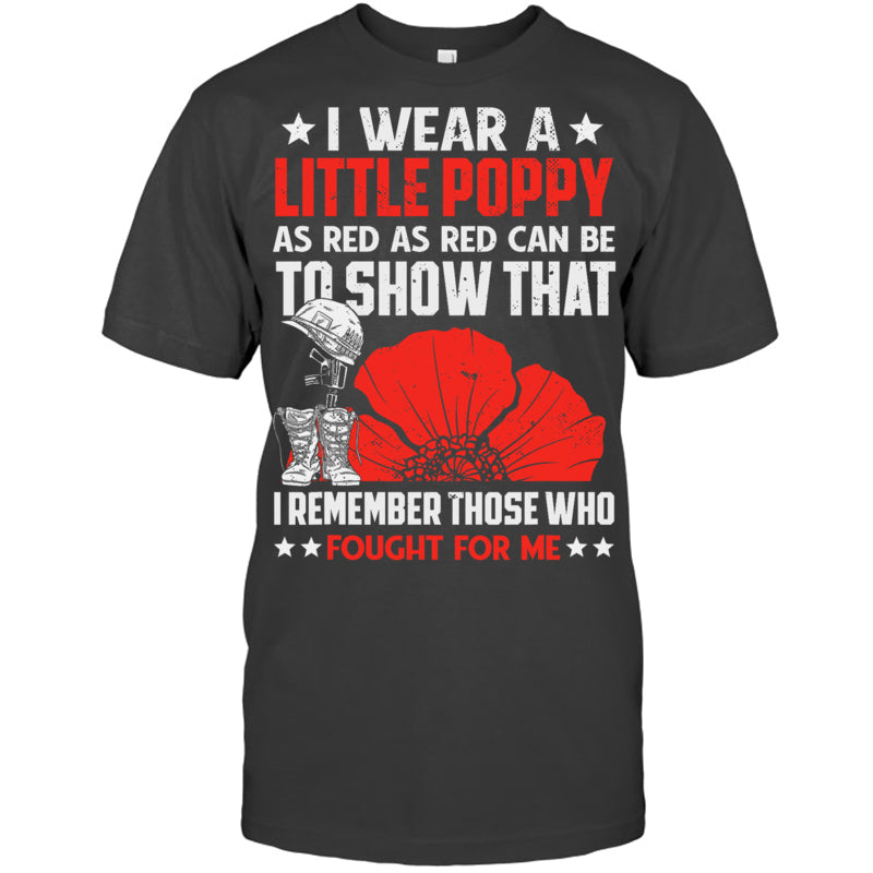 HeatherDarkGreyTshirtIWearALittlePoppyFlowerRememberAmericanUSAGiftForVeteranV2