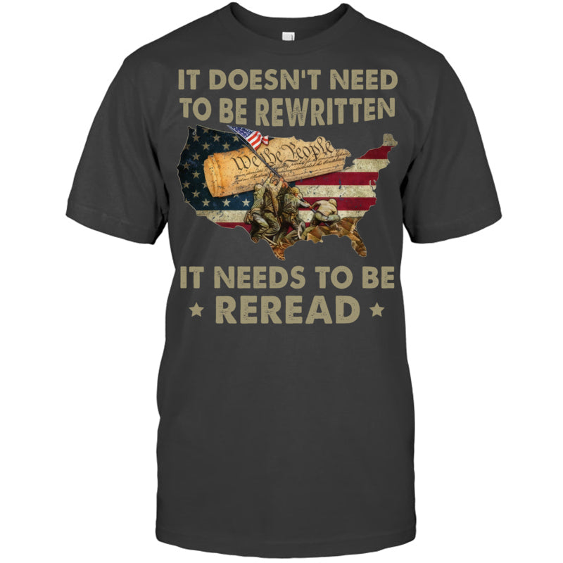 HeatherDarkGreyTshirtItDoesntNeedToBeRewrittenGiftForVeteran