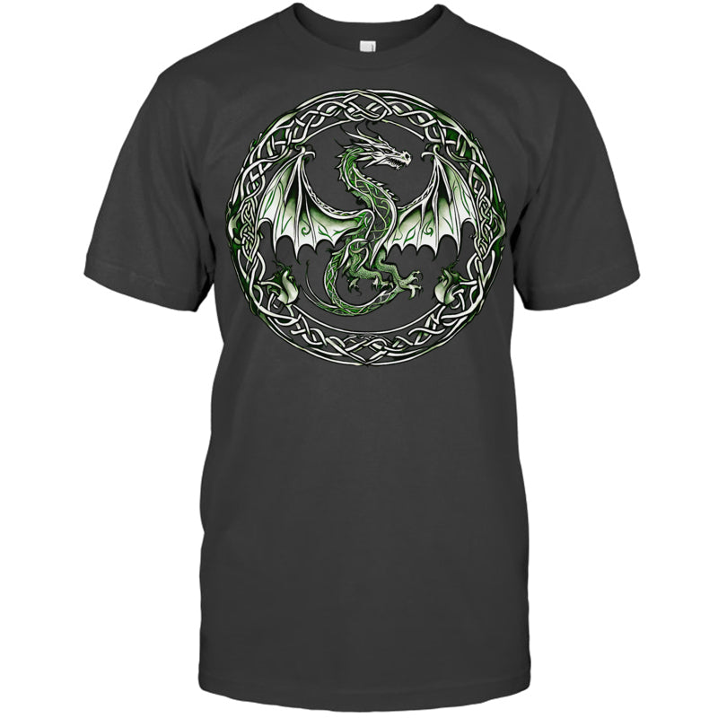 HeatherDarkGreyTshirtTribalIrishGreenCelticKnotFantasyCelticDragonGiftForDragonLovers