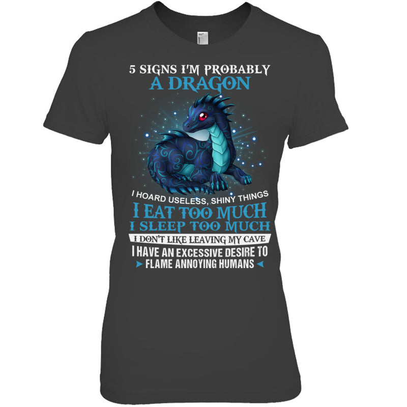 HeatherDarkGreyWomanTshirt5SignsImProbablyADragonGiftForDragonLovers