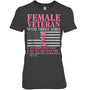 HeatherDarkGreyWomanTshirtFemaleVeteranWithThreeSidesWomenVeteranMotherGrandmaGiftForVeteran
