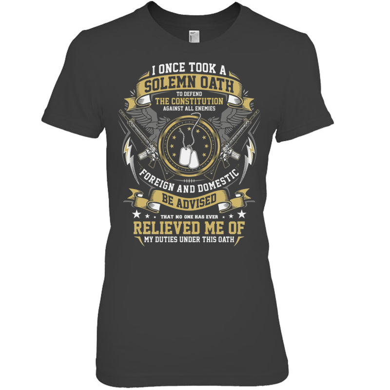 HeatherDarkGreyWomanTshirtIOnceTookASolemnOathGiftForVeteran