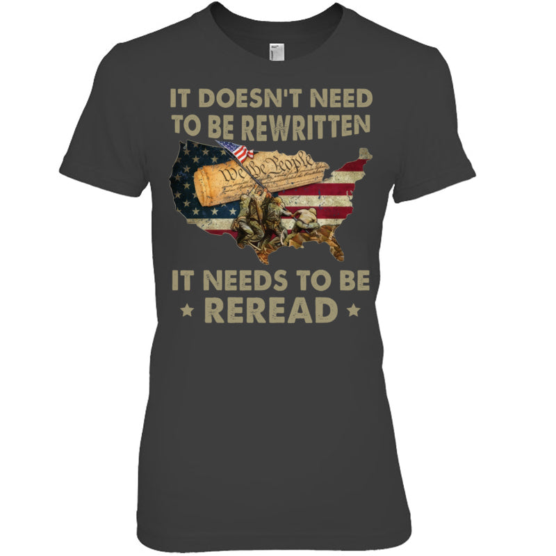 HeatherDarkGreyWomanTshirtItDoesntNeedToBeRewrittenGiftForVeteran