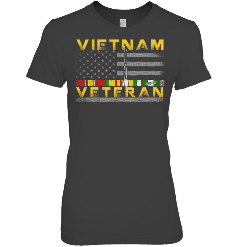 HeatherDarkGreyWomanTshirtVietnamVeteranUSFlagGiftVietnamWarVetVeteranGiftForVeteran