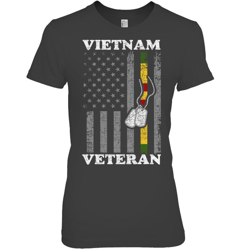 HeatherDarkGreyWomanTshirtVietnamVeteranUSFlagGiftVietnamWarVetVeteranGiftForVeteranV2