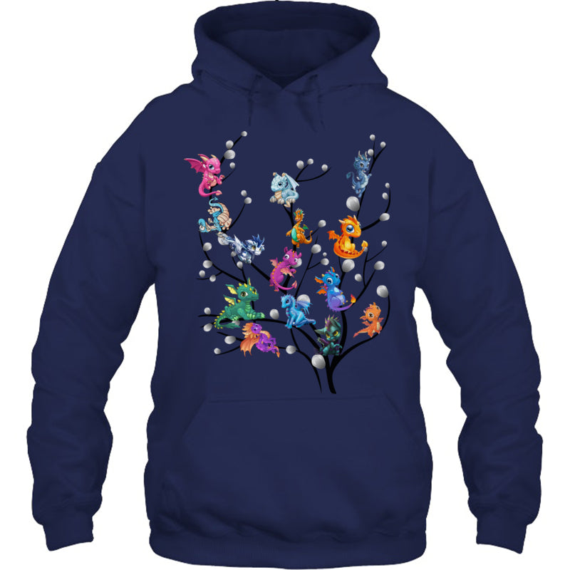 NavyHoodieDragonTreeGiftForDragonLovers