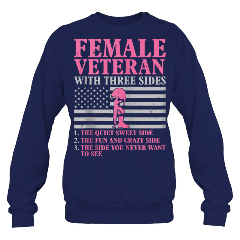 NavySweatshirtFemaleVeteranWithThreeSidesWomenVeteranMotherGrandmaGiftForVeteran