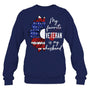 NavySweatshirtMyFavoriteVeteranIsMyHusbandSunflowerAmericanFlagGiftForVeteran