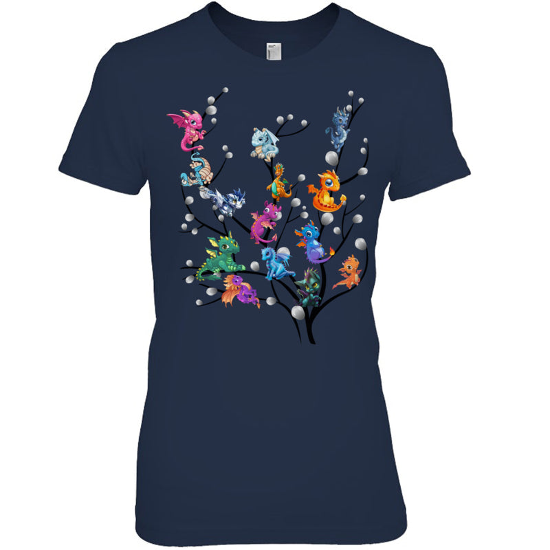 NavyWomanTshirtDragonTreeGiftForDragonLovers