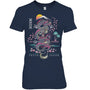 NavyWomanTshirtJapaneseTokyoDragonAsianInspiredRetro80sStyleGiftForDragonLovers